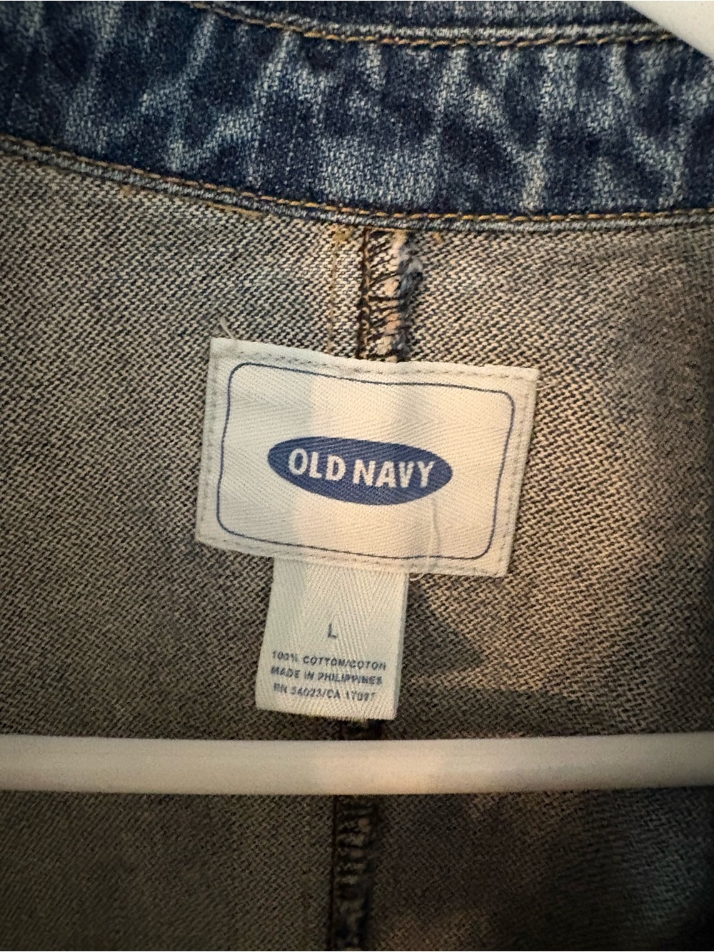 Old Navy Denim Utility Jacket Cargo Pocket Zip Front Blue Large - Picture 3 of 12
